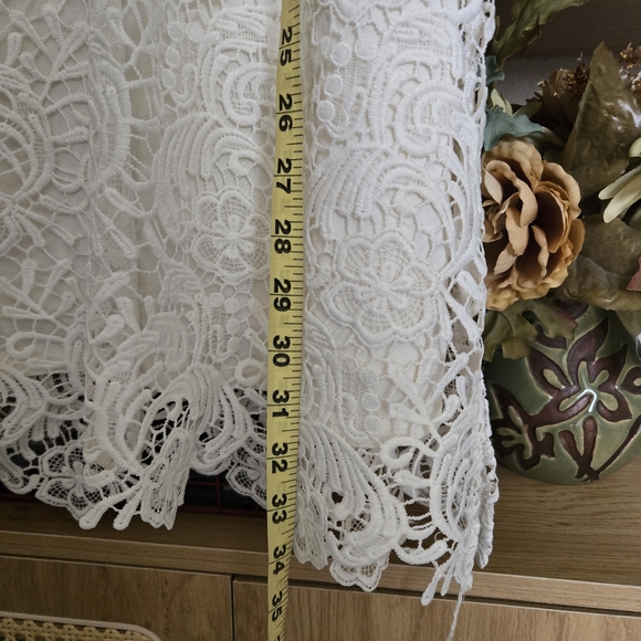 Lulu's Castle In The Sky Ivory Lace Women's Wedding Bridal Crochet Mini Dress M - Picture 9 of 16